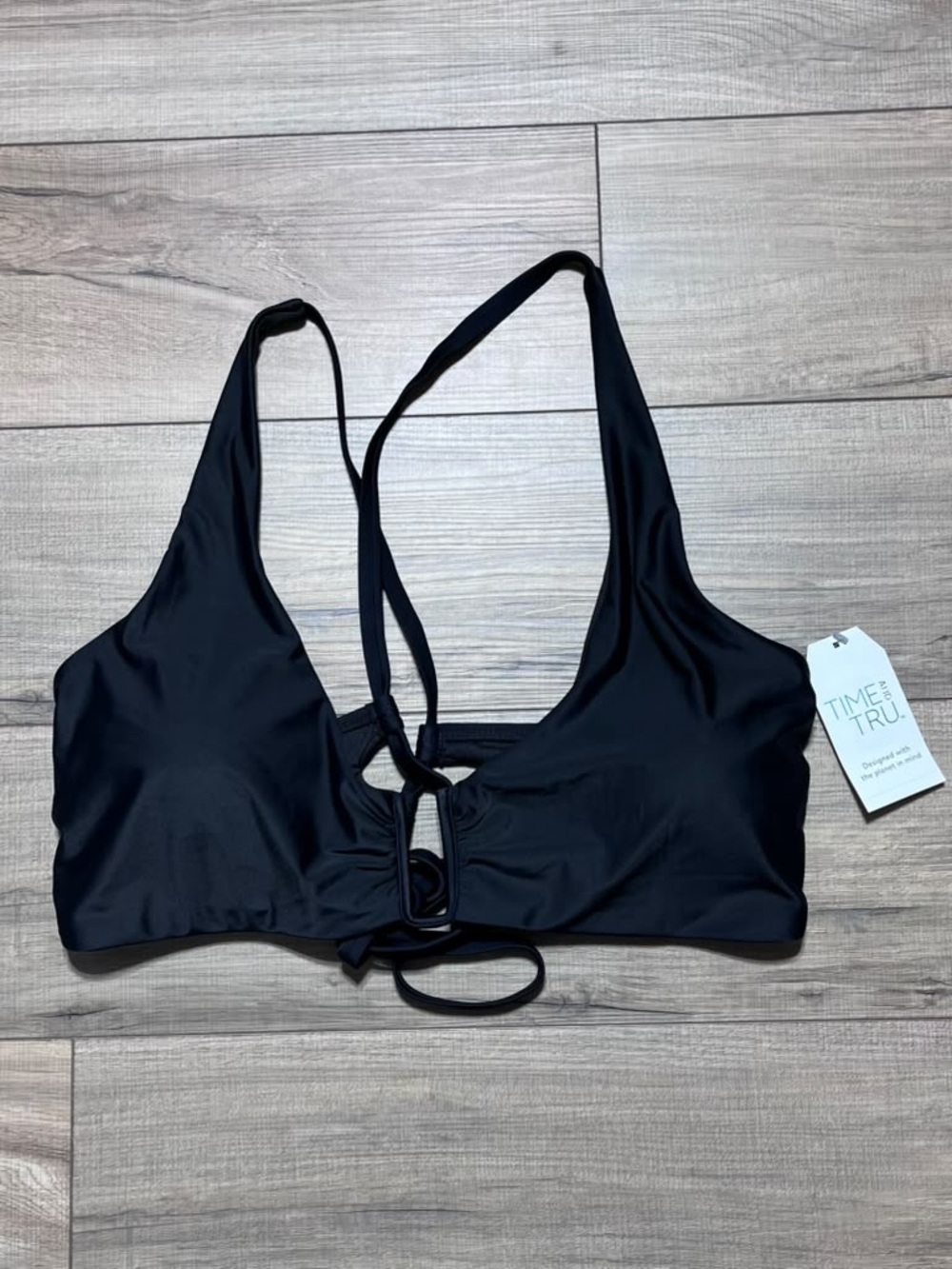 Time And Tru Womens Square Wire Swim Bikini Top Size 3X (24W-26W) Black